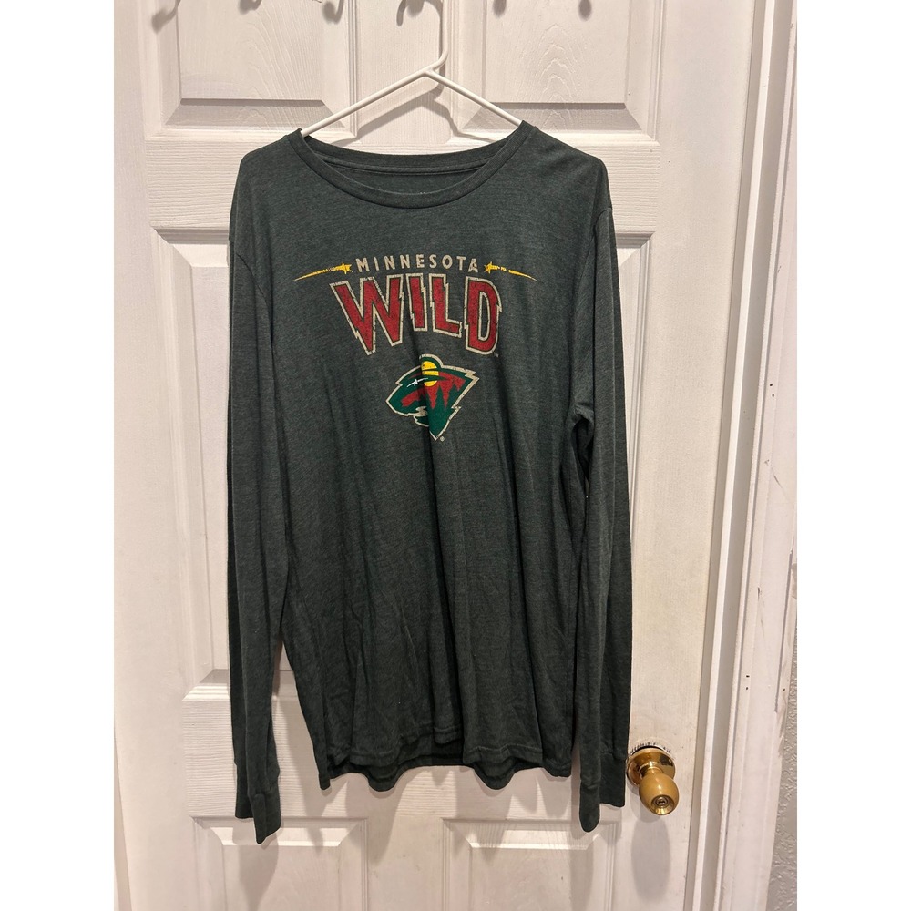 Majestic Threads Minnesota Wild NHL Long Sleeve T-Shirt Grey 2X Made in USA